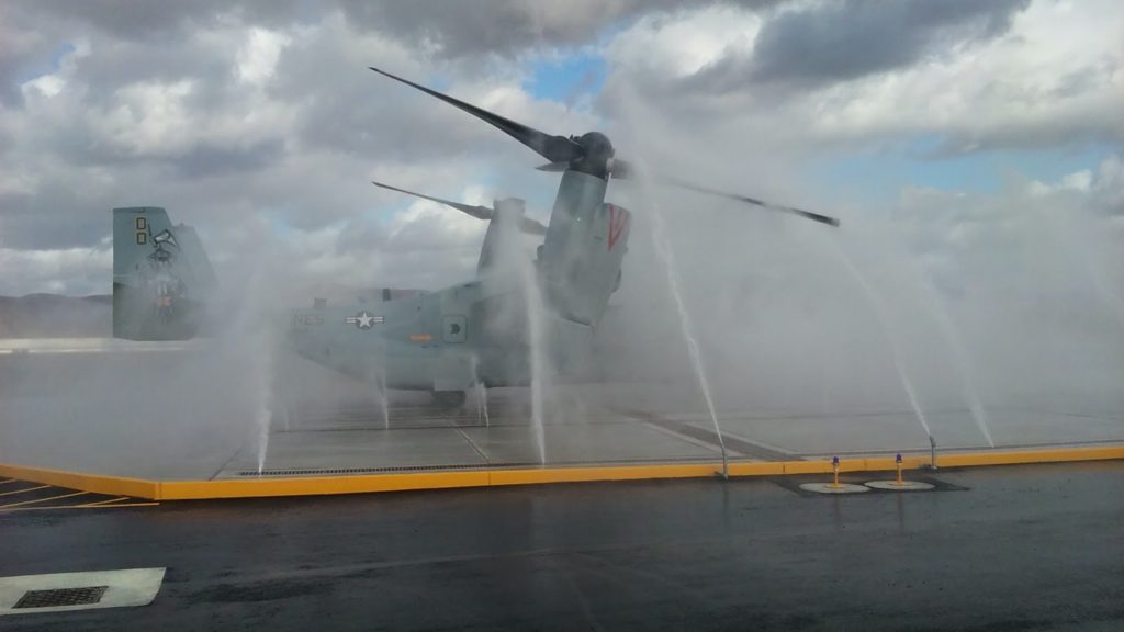 Aircraft clean water rinse system in action