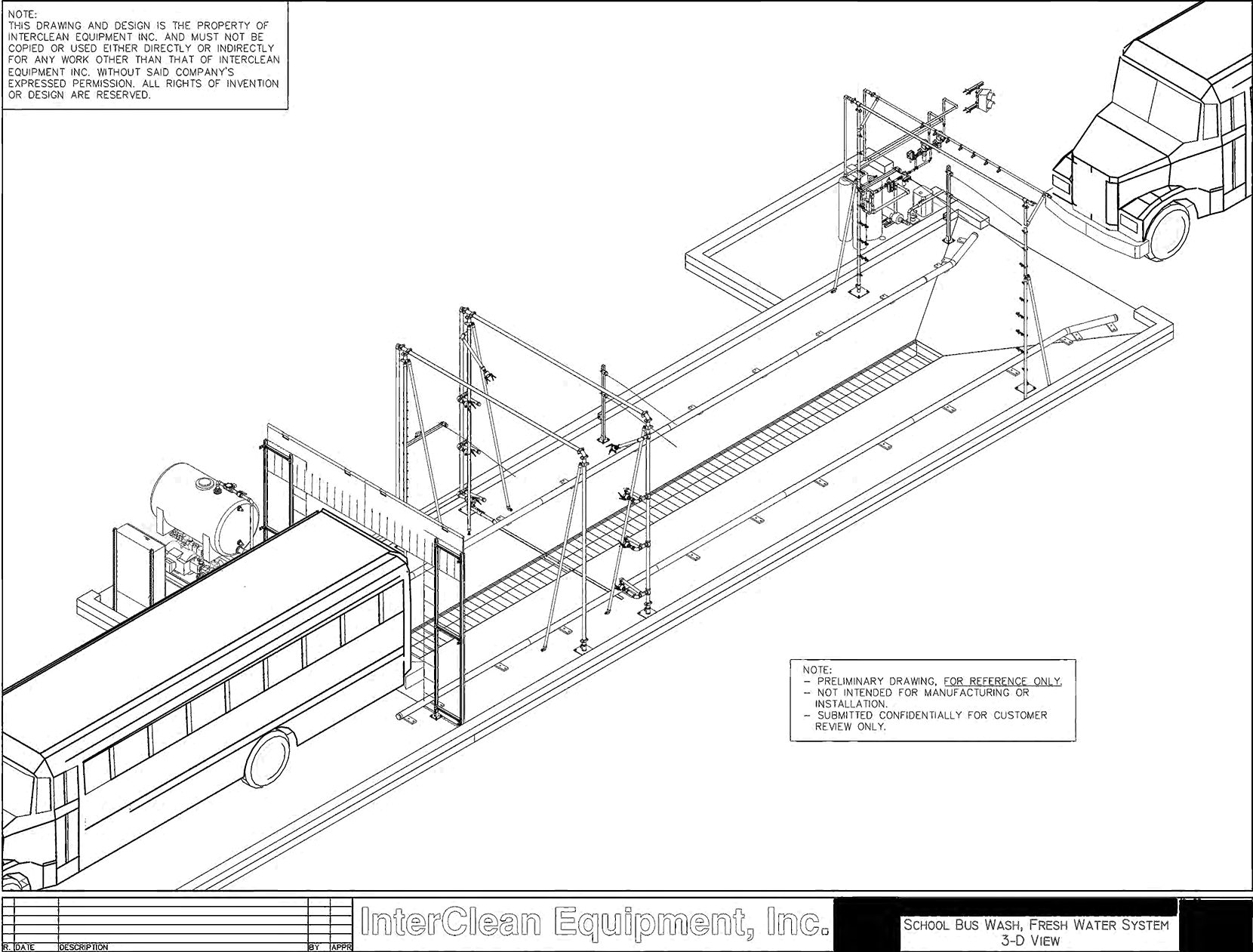 Automatic touchless drive-through spinner wash system diagram