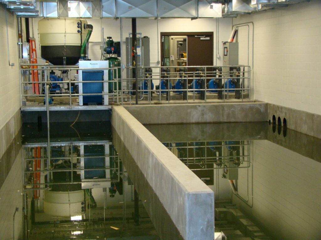 Water being recycled by EQ-100 system