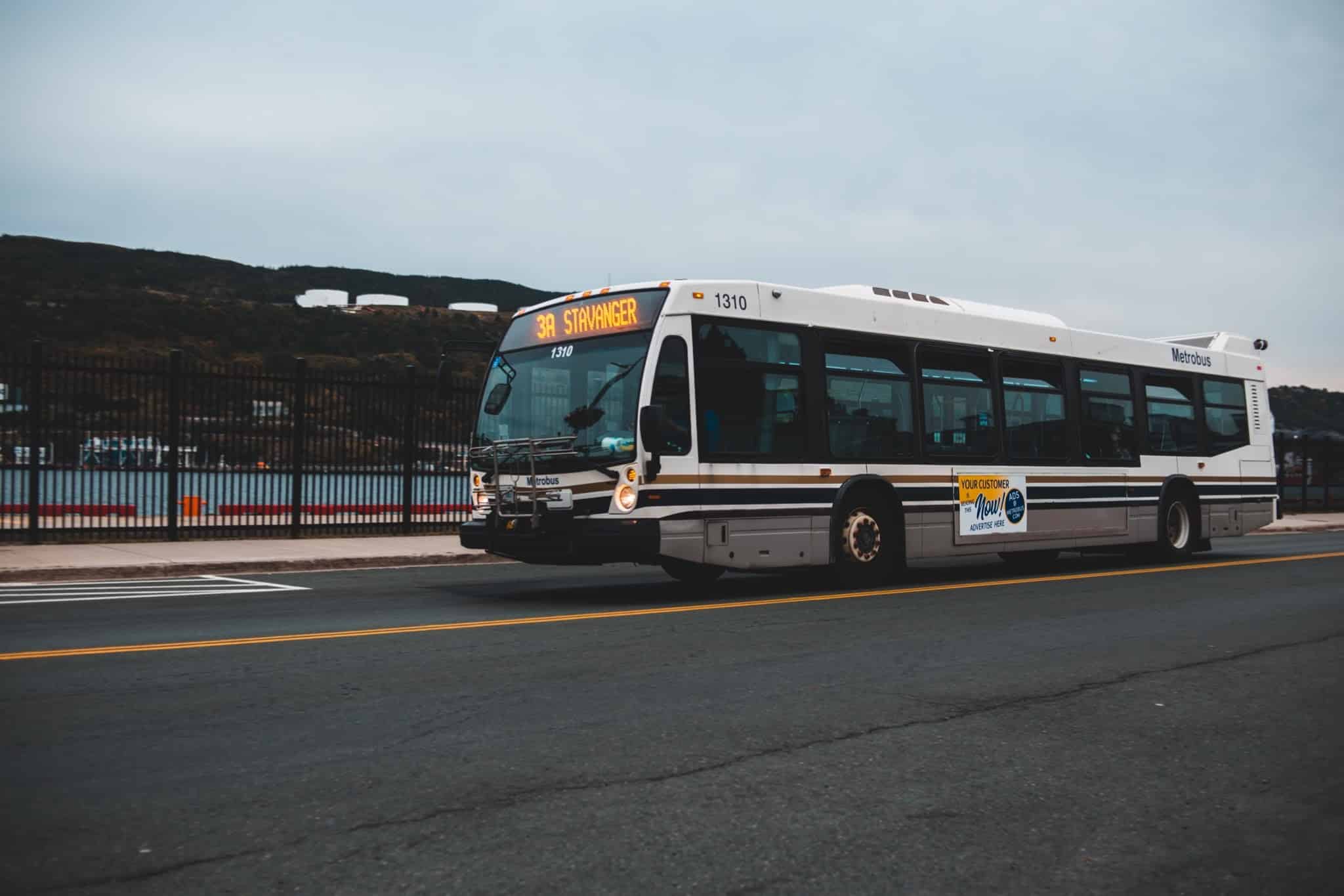 Bus driving on a road