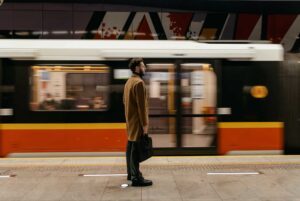 Man waiting for subway train