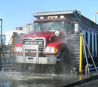 InterClean wash equipment for vehicle wheel and chassis washing a truck.