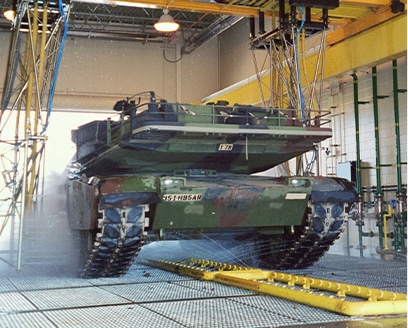 A military vehicle being washed by InterClean equipment.