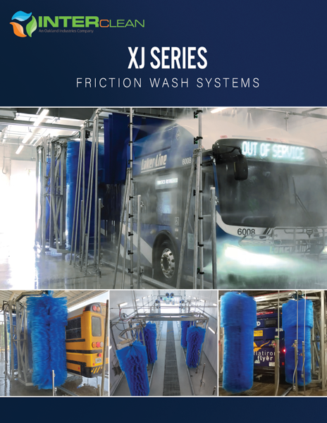 InterClean XJ series friction wash systems cleaning buses